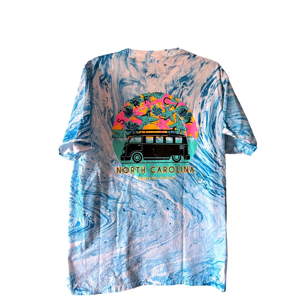 Colortone North Carolina Surf City Paradise Tie‎ Dye T-Shirt - Women's Large